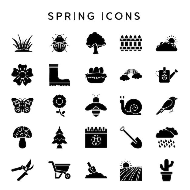 Vector un conjunto de iconos para la primavera.