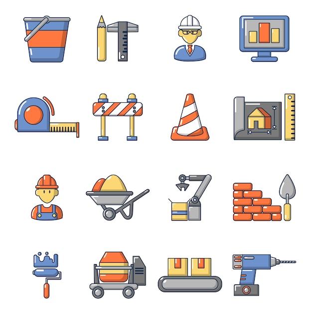 Conjunto de iconos de proceso de construcción