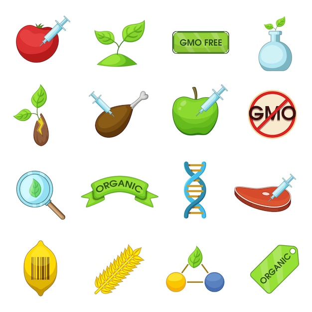 Vector conjunto de iconos de productos gmo