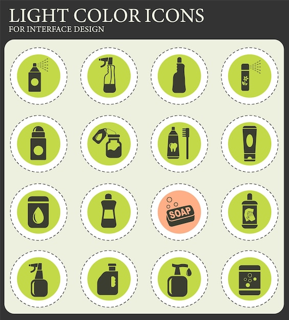 Conjunto de iconos de productos químicos domésticos