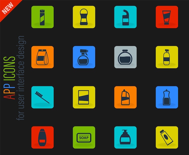 Vector conjunto de iconos de productos químicos domésticos