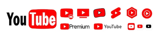 Conjunto de iconos de productos de YouTube You Tube music tv vr y aplicación de música Vector Zaporizhzhia Ucrania 15 de diciembre de 2021