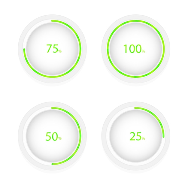 Conjunto de iconos de progreso circular. ilustración vectorial