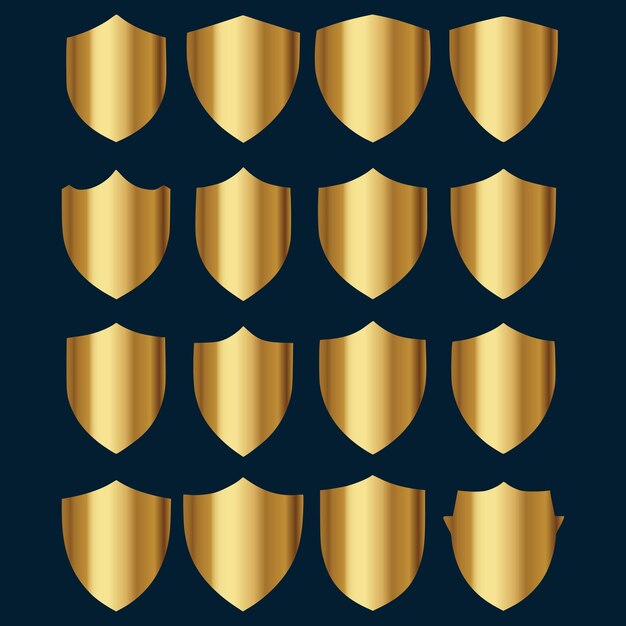 El conjunto de iconos de protección de escudo dorado
