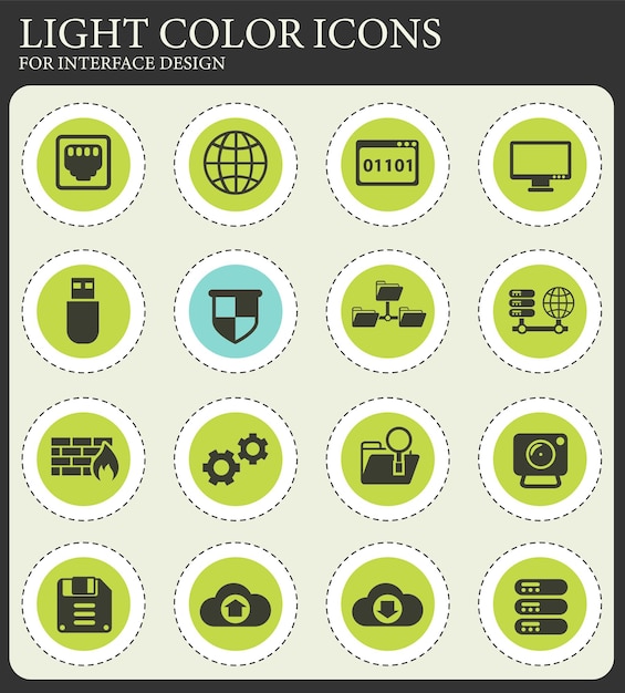Conjunto de iconos de proveedor de alojamiento