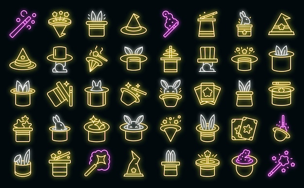 Conjunto de iconos de prueba vector de contorno Neón de vector de encuesta de burbuja
