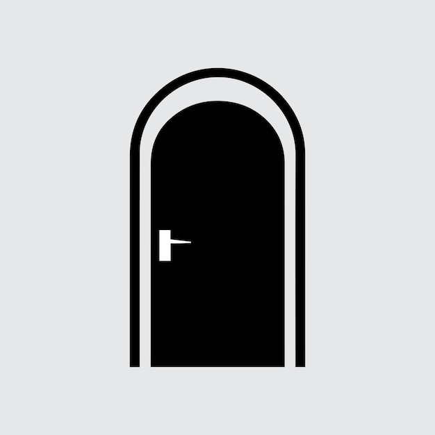 Conjunto de iconos de puerta negra vectorial