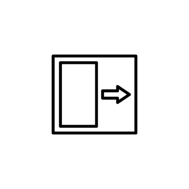 Conjunto de iconos de puertas deslizantes Deslizar para abrir la puerta símbolo vectorial de flecha en un estilo de relleno y delineado negro Signo de vidrio abierto automático
