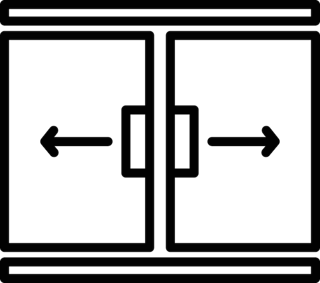 Conjunto de iconos de puertas deslizantes Deslizar para abrir la puerta símbolo vectorial de flecha Signo de vidrio abierto automático
