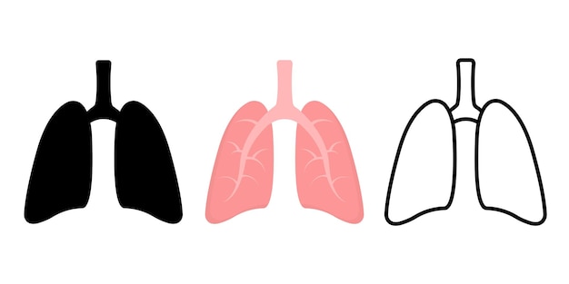 Conjunto de iconos de pulmones Concepto de salud