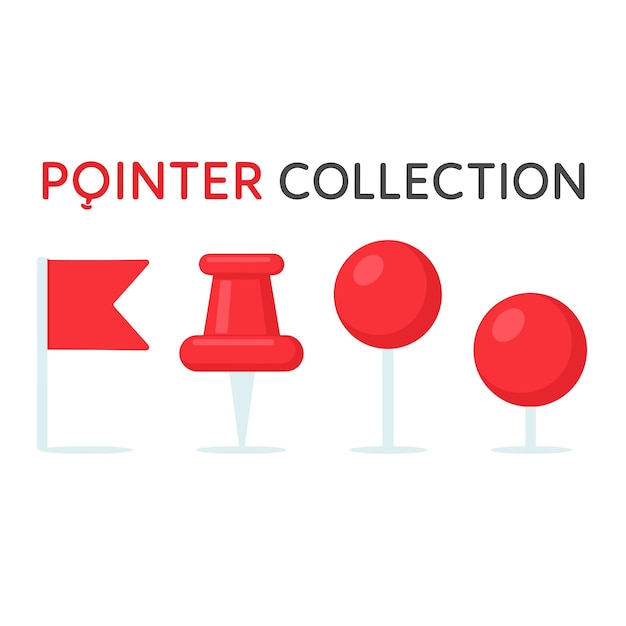 Conjunto de iconos de puntero rojo