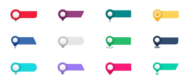 Conjunto de iconos de punteros de mapa Iconos de ubicación o geolocalizaciones Conjunto de elementos de diseño vectorial