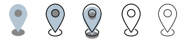 Un conjunto de íconos de punteros de objetos de la ciudad Diseñado para una orientación fácil y rápida en el mapa de la ciudad.