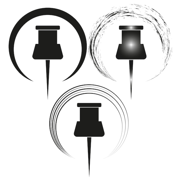 Conjunto de iconos de pushpin Variaciones de marco circular Forma vectorial simple Estilo de borde abstracto