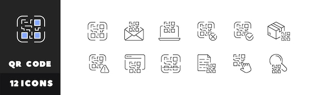 Conjunto de iconos Qrcode Iconos vectoriales de estilo lineal