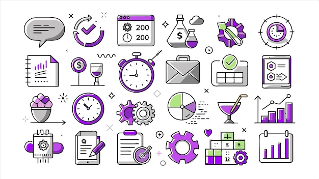 un conjunto de iconos que incluyen un reloj un reloj y un reloj