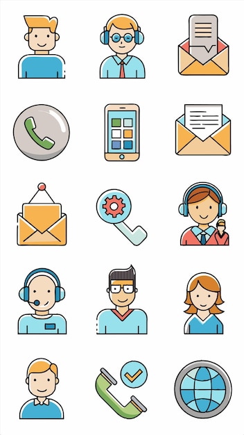 un conjunto de iconos que incluyen un teléfono, un teléfono y personas