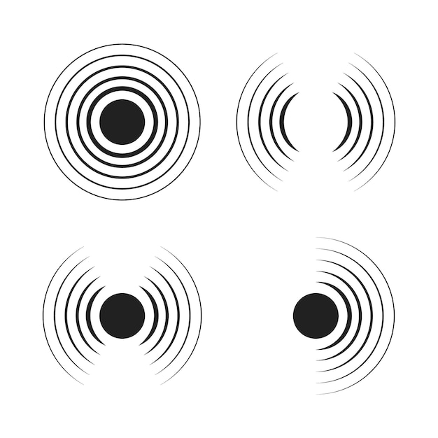 Conjunto de iconos de radar ondas de sonido de sonar ilustración de vector de estilo plano moderno