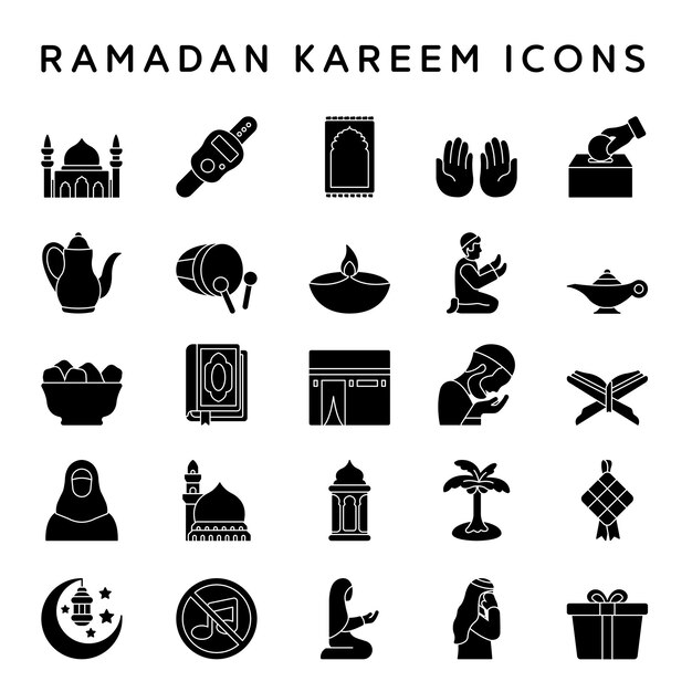 Vector un conjunto de iconos de ramadán kareem