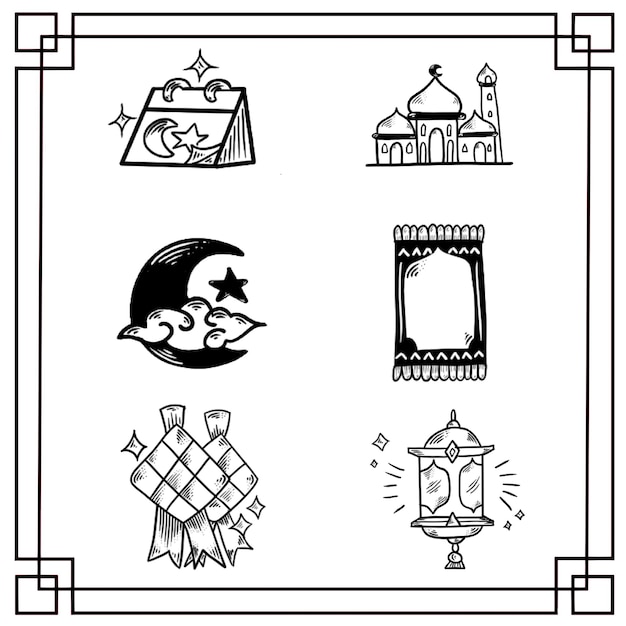 Vector conjunto de iconos del ramadán