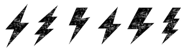 Conjunto de iconos de rayo Símbolo de energía y trueno