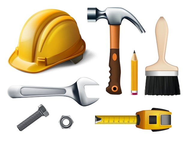 Conjunto de iconos realistas del día del trabajo