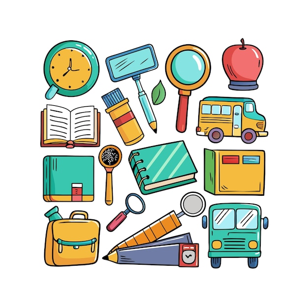 Conjunto de iconos realistas de educación y aprendizaje