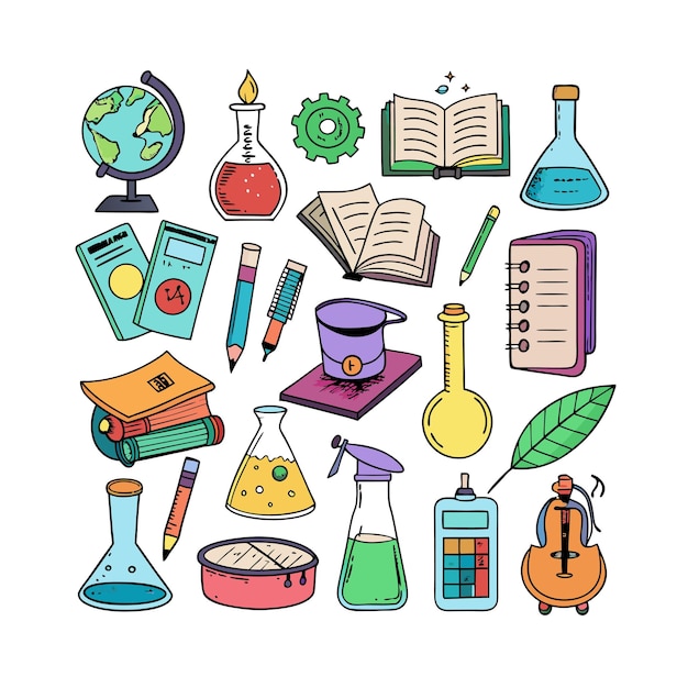 Conjunto de iconos realistas de educación y aprendizaje