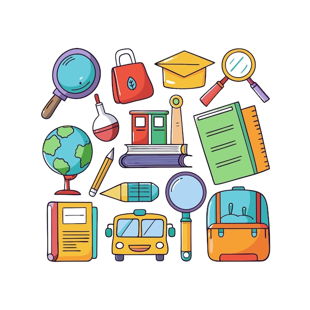 Conjunto de iconos realistas de educación y aprendizaje