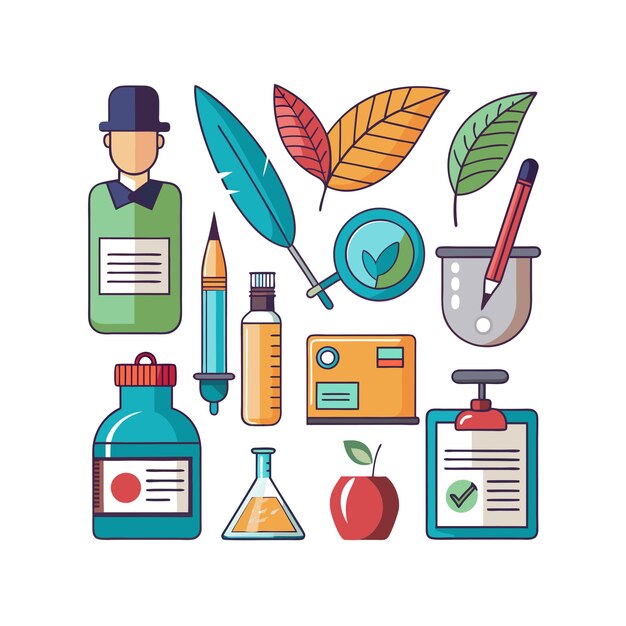 Conjunto de iconos realistas de educación y aprendizaje