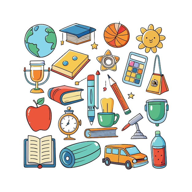 Conjunto de iconos realistas de educación y aprendizaje