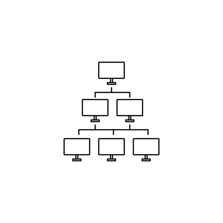 Vector conjunto de iconos de red de computadora lan portátil compartimiento de símbolo vectorial en un negro relleno y delineado estilo señal de centro de conectividad por cable