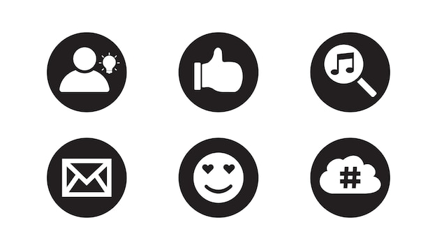 Conjunto de iconos de redes sociales en blanco y negro