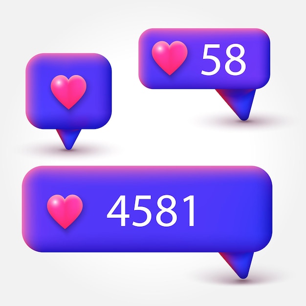 Conjunto de iconos de redes sociales concepto de vector 3D