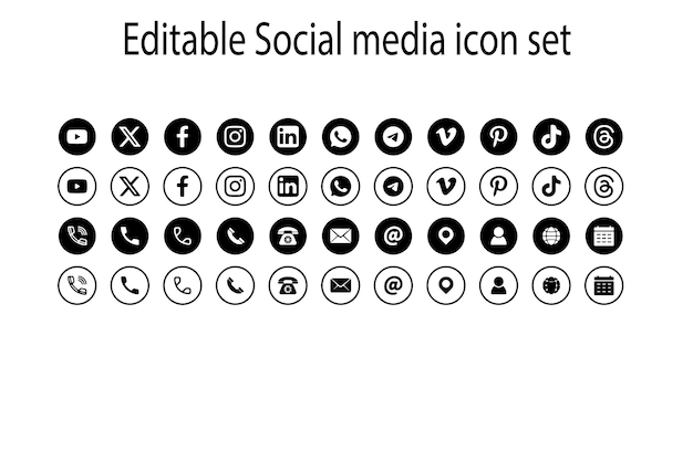 Conjunto de iconos de redes sociales editables