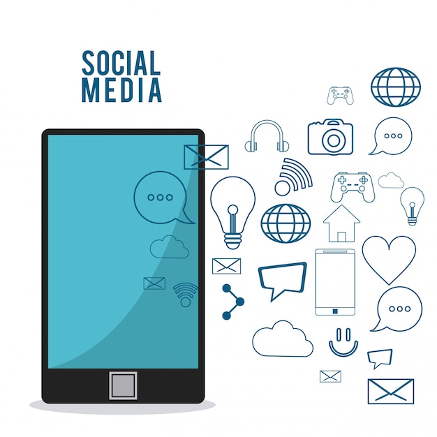 Conjunto de iconos de redes sociales gadget de teléfono inteligente