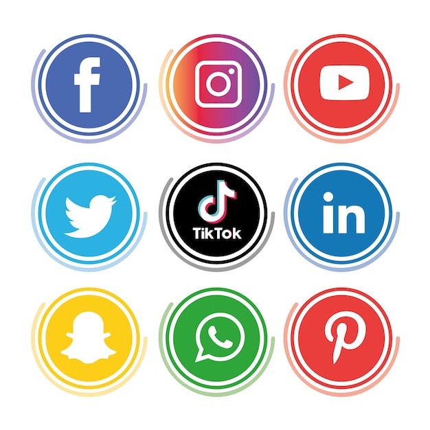 Vector conjunto de iconos de redes sociales grupo