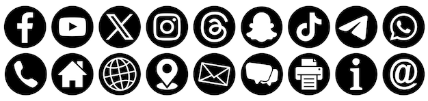 Conjunto de iconos de redes sociales y iconos de contacto