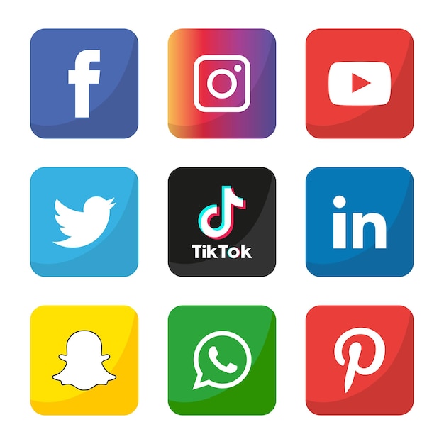 Conjunto de iconos de redes sociales Logo Vector Illustrator