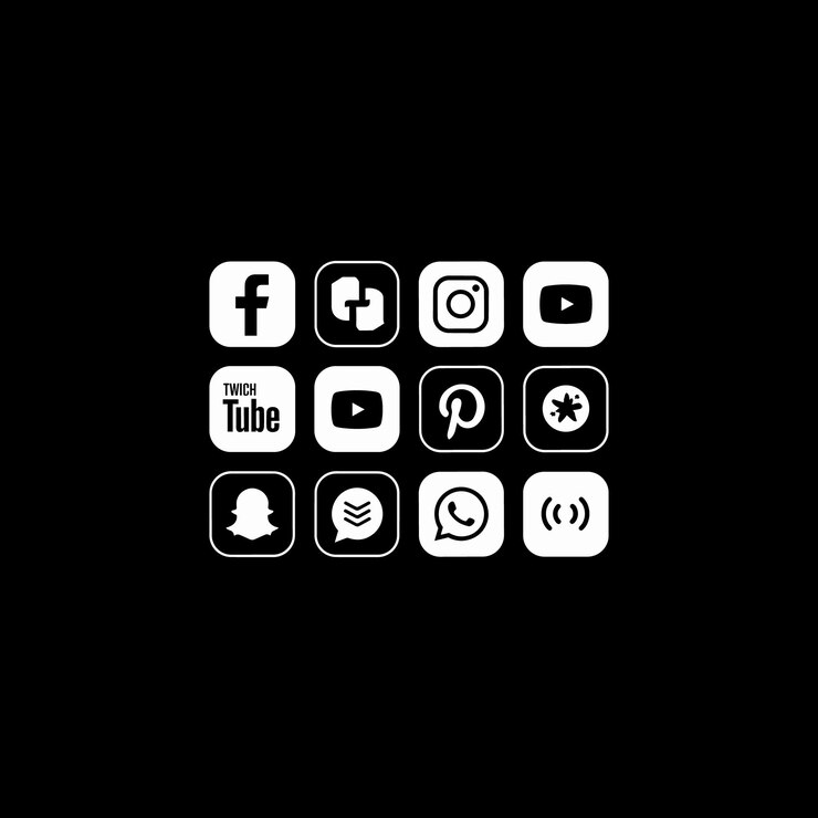 Vector conjunto de iconos de redes sociales planos diseño de plantillas