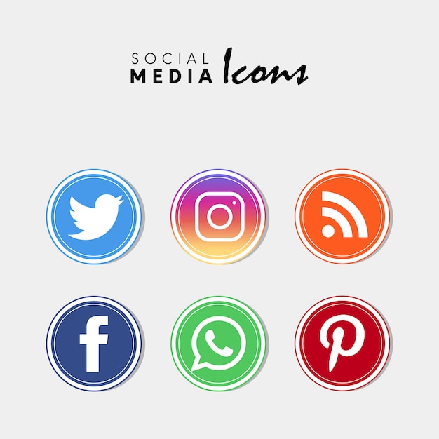 Vector conjunto de iconos de redes sociales populares