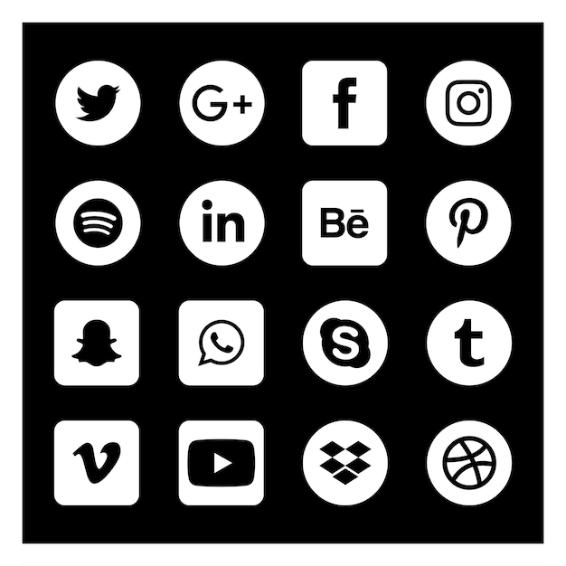 conjunto de iconos de redes sociales, símbolos, logotipos y pictogramas