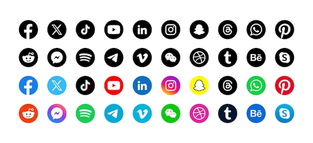 Conjunto de iconos de redes sociales