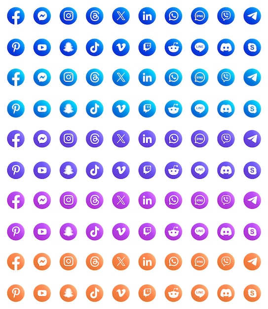 Conjunto de iconos de las redes sociales