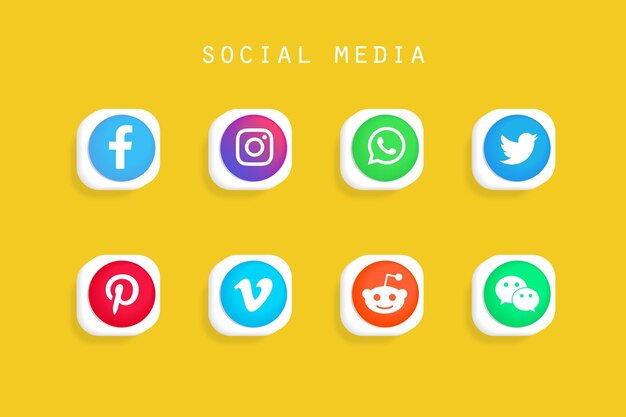 Un conjunto de íconos de redes sociales