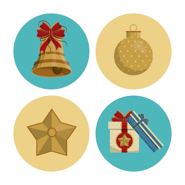 Conjunto de iconos redondos de Navidad
