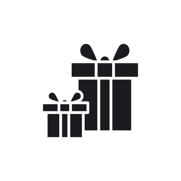 Conjunto de iconos de regalos caja de regalo de cumpleaños símbolo vectorial caja de regalos con señal de cinta paquete sorpresa de Navidad pictograma en estilo negro lleno y delineado