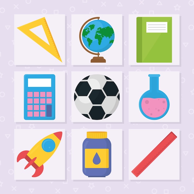 Conjunto de iconos de regreso a la escuela