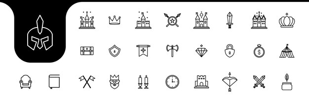 El conjunto de iconos de los reinos minimalistas es una colección de vectores modernos limpios.