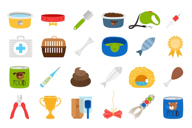 Conjunto de iconos relacionados con mascotas